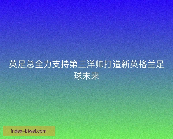 英足总全力支持第三洋帅打造新英格兰足球未来 英足总全力支持第三洋帅打造新英格兰足球未来