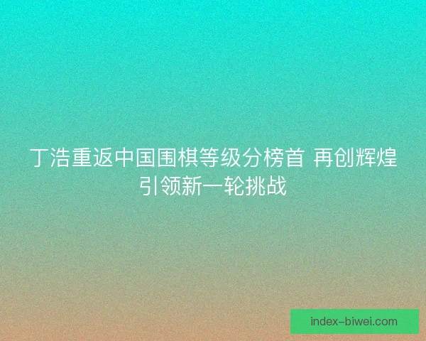 丁浩重返中国围棋等级分榜首 再创辉煌引领新一轮挑战